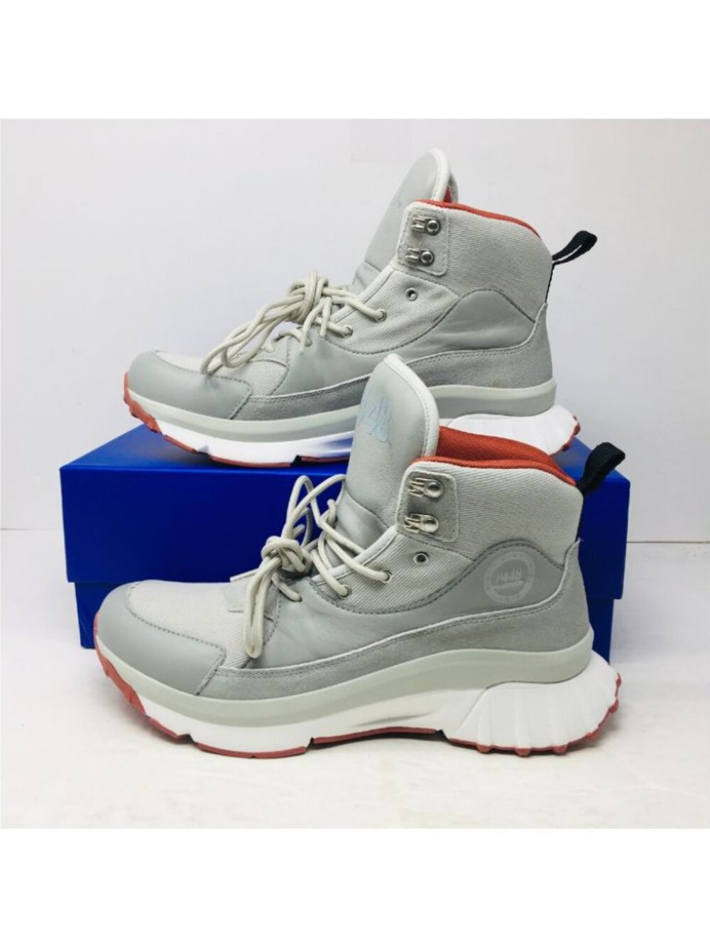 P448 Light Grey with Coral Accents High-Top Men's Sneaker / Boot Size 9.5 M